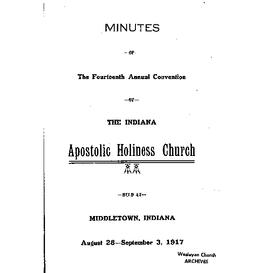 Indiana Apostolic Holiness Church -1917