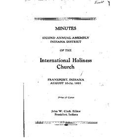Indiana Holiness Christian Church - 1921