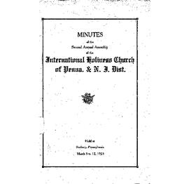 International Holiness Church of Pennsylvania and New Jersey District - 1921