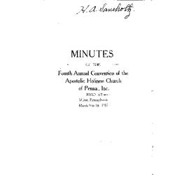 Apostolic Holiness Church of Pennsylvania - 1917