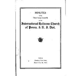 International Holiness Church of Pennsylvania and New Jersey District - 1922