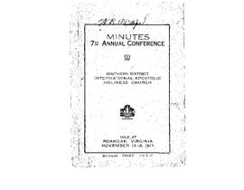 Southern District of the International Apostolic Holiness Church - 1917
