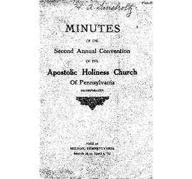 Apostolic Holiness Church of Pennsylvania - 1915