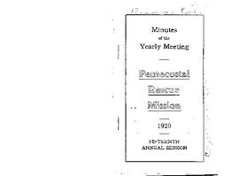 New York Pentecostal Rescue Mission Association - 1920