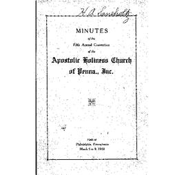 Apostolic Holiness Church of Pennsylvania - 1918