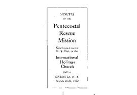 New York Pentecostal Rescue Mission Association - 1922