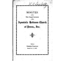 Apostolic Holiness Church of Pennsylvania - 1919