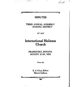 Indiana Holiness Christian Church - 1922