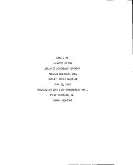 Atlantic Southeast Conference Minutes 1962