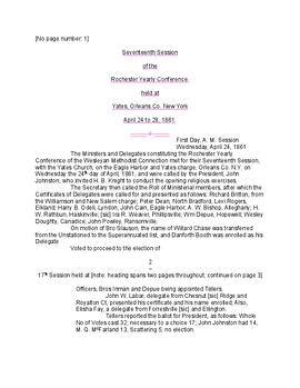 Rochester Conference Minutes 1861