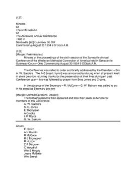 Zanesville Conference Minutes 1854