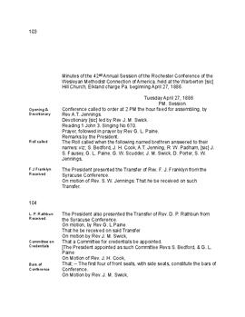 Rochester Conference Minutes 1886