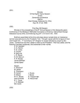 Zanesville Conference Minutes 1856