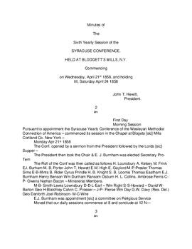 Syracuse Conference Minutes 1858
