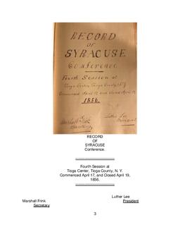 Syracuse Conference Minutes 1856