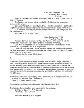Syracuse Conference Minutes 1864
