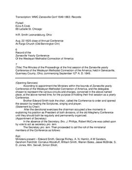 Zanesville Conference Minutes 1849