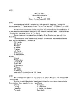 Zanesville Conference Minutes 1855
