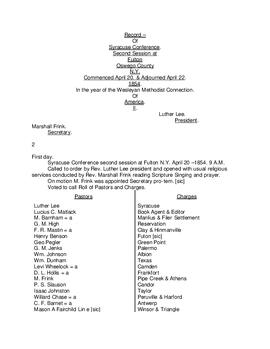 Syracuse Conference Minutes 1854