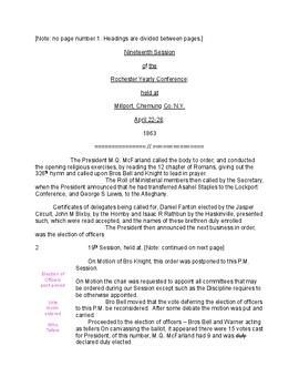 Rochester Conference Minutes 1863
