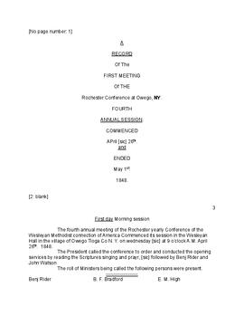 Rochester Conference Minutes 1848