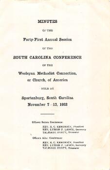 South Carolina Conference Minutes 1933