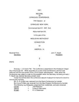 Syracuse Conference Minutes 1857