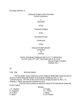 Rochester Conference Minutes 1857