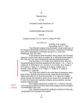 Rochester Conference Minutes 1859