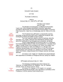 Rochester Conference Minutes 1860