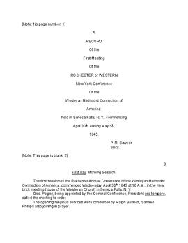 Rochester Conference Minutes 1845