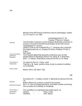 Rochester Conference Minutes 1890