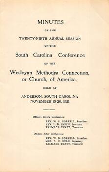 South Carolina Conference Minutes 1921