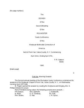 Rochester Conference Minutes 1846