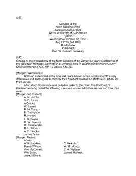 Zanesville Conference Minutes 1857