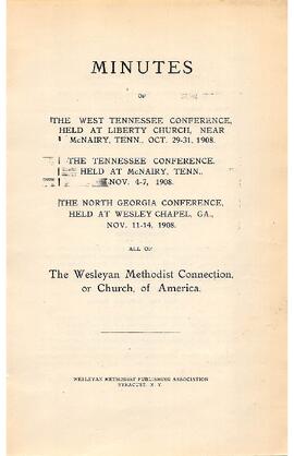 West Tennessee Tennessee North Georgia Conference Minutes 1908
