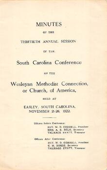 South Carolina Conference Minutes 1922