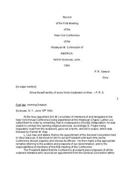 Rochester Conference Minutes 1844